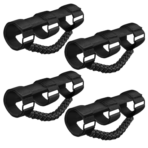Endollars Roll Bar Grab Handles Paracord Hand Grips Accessories for Jeep Wrangler JL JK TJ YJ Gladiator 4XE Rubicon Sahara Unlimited Black 4 Pack - Image 1