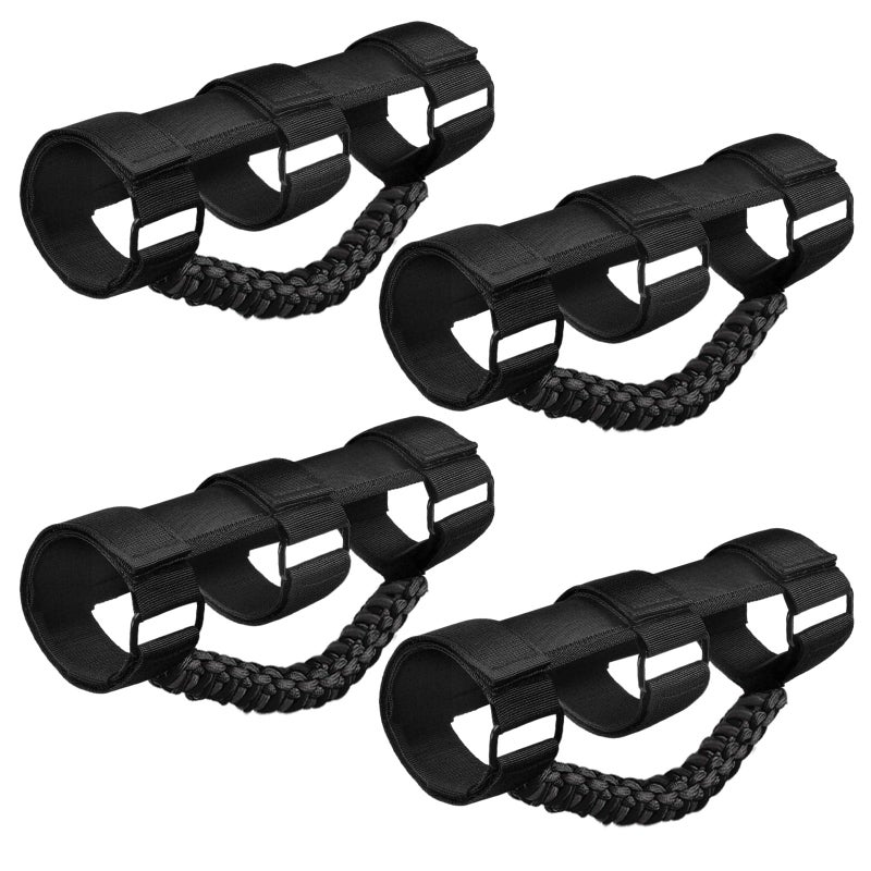 Endollars Roll Bar Grab Handles Paracord Hand Grips Accessories for Jeep Wrangler JL JK TJ YJ Gladiator 4XE Rubicon Sahara Unlimited Black 4 Pack - Image 2
