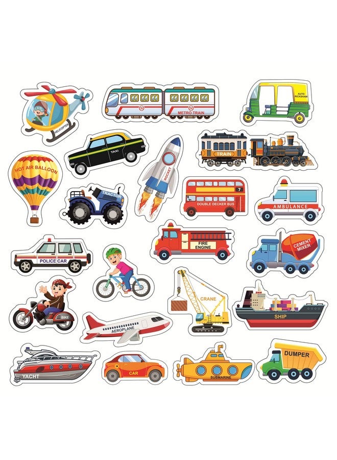 RATNA'S Clever Kids Educational Transport Activity Mat (91 cms X 66 cms Jumbo Mat) with 12 Both Sides Printed Flash Cards & 22 Transport Vehicle eva Cutouts with Velcro. - Image 4