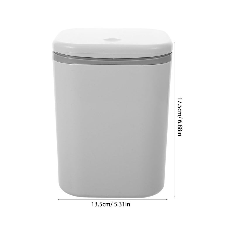 Small Gray Mini Desktop Trash Can With Lid Press To Open Waste Bin For Office Home - Image 3