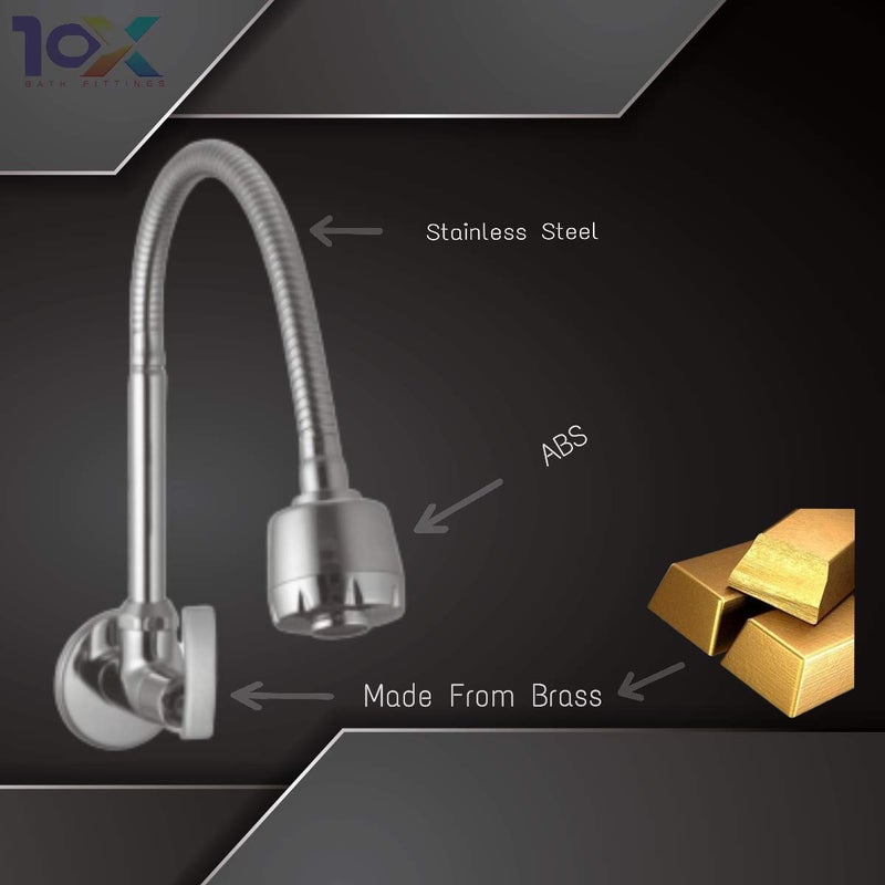 10X Brass Kitchen Sink Tap ST-6675 Dual Flow Chrome Wall Mount - Image 2