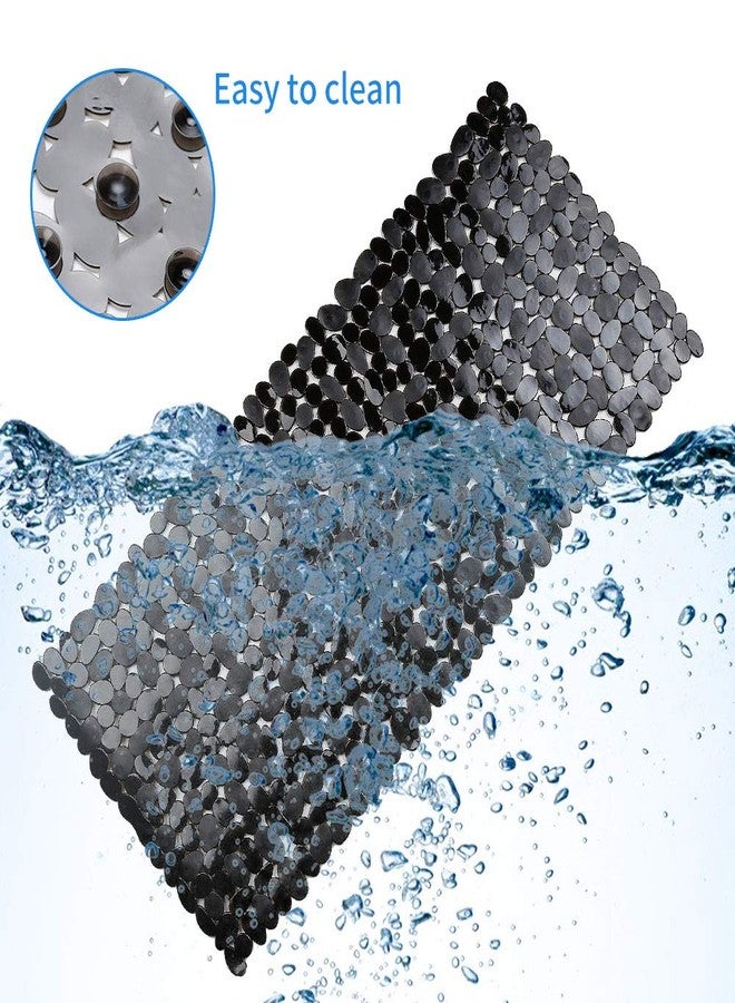 SONGZIMING Non-Slip Pebble Bathtub Mat Black 16 W x 35 L Inches (for Smooth/Non-Textured Tubs Only) Safe Shower Mat with Drain Holes, Suction Cups for Bathroom - Image 3
