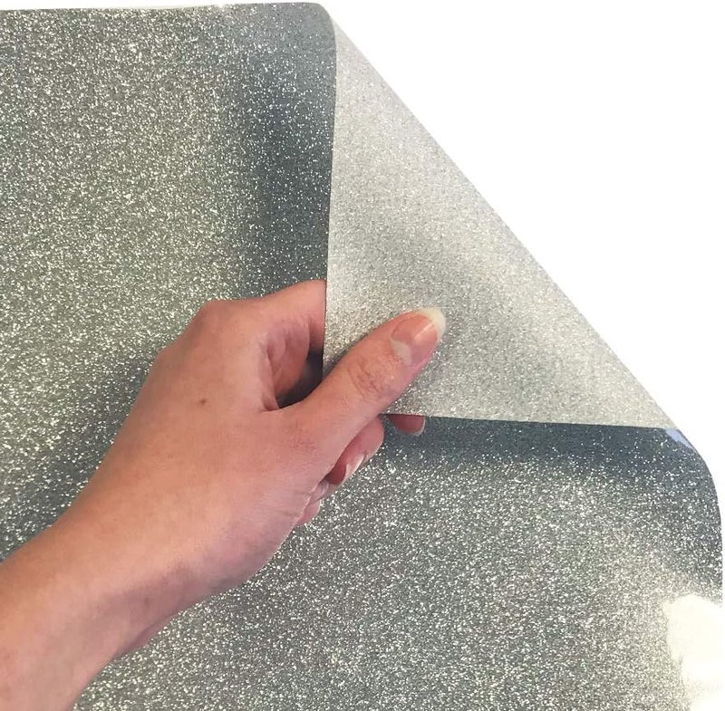 Siser Glitter HTV 118x5ft Roll  Iron on Heat Transfer Vinyl Silver - Image 3