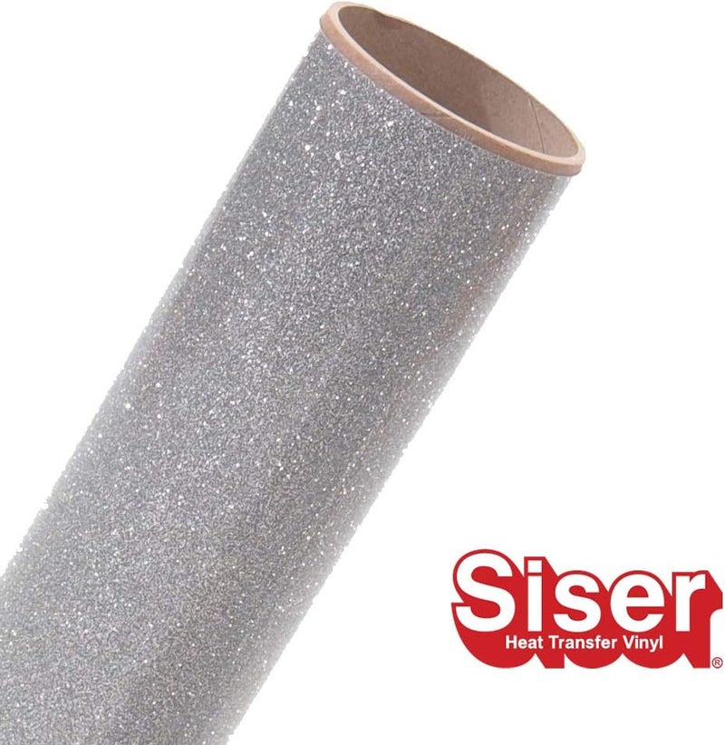 Siser Glitter HTV 118x5ft Roll  Iron on Heat Transfer Vinyl Silver - Image 2