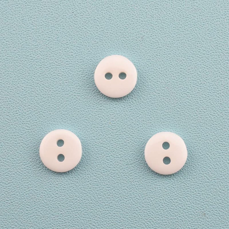 HAHIYO Hahiyo Plastic Buttons 2 Big Holes 9mm Round Flat Back Save Ears Thread Easily Prevent Irritate No Tangle Strong Grip Sturdy for DIY Craft Sew Knit Clothes Scrapbooking White Resin 120pcs 