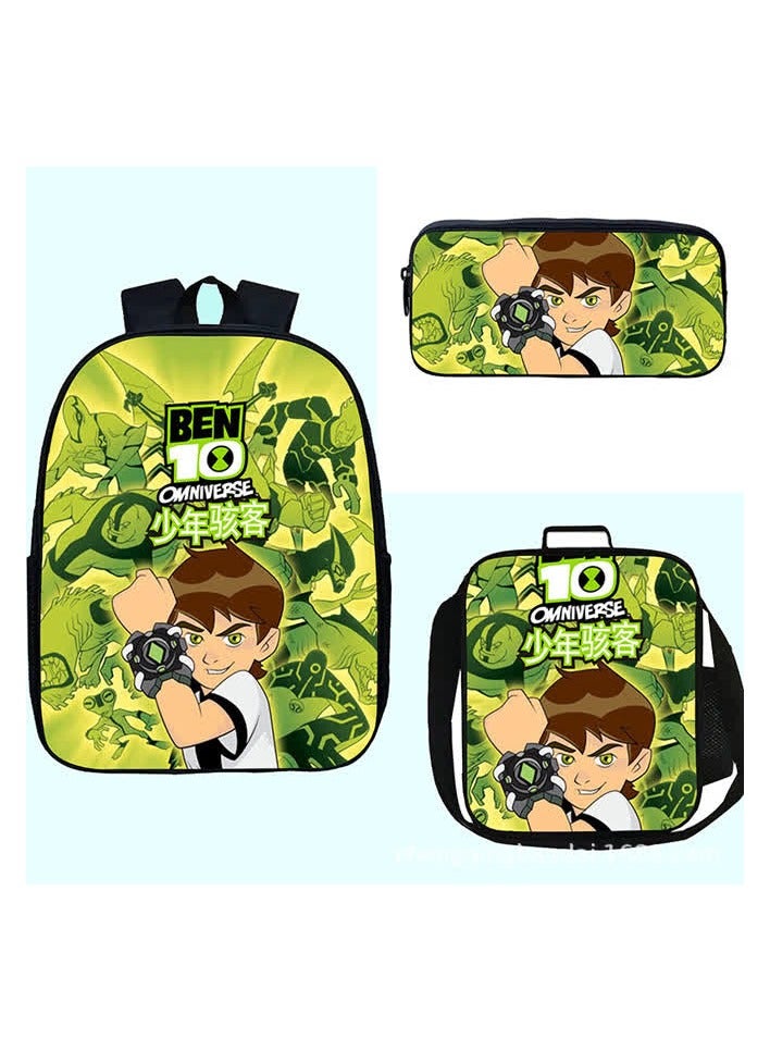 Hot-selling teenager hacke schoolbag ben10 primary and secondary school students backpacks saddle bag pen bag three-piece set new,4-pen bag  - Image 1