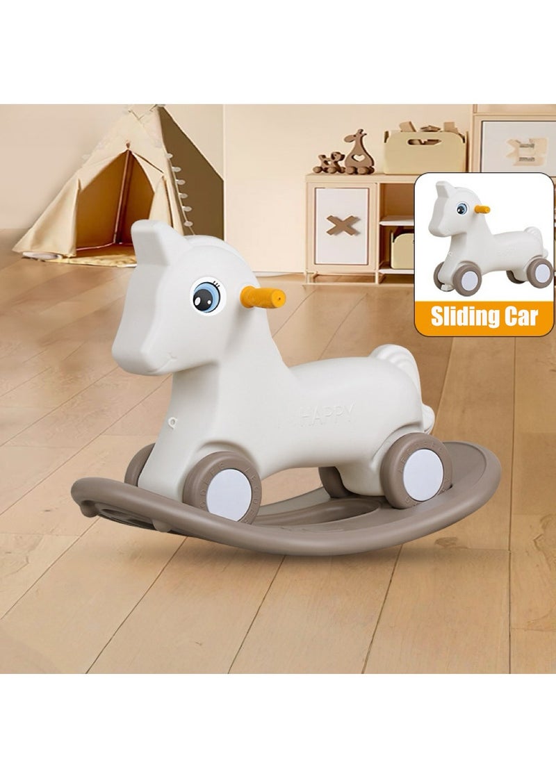 2 in 1 Rocking Horse Kid Balance Bike Toddler Ride On Toys with Detachable Balance Board Push Handle and 4 Smooth Wheels for Boys Girls，Easy to Swing and Assemble  - Image 1