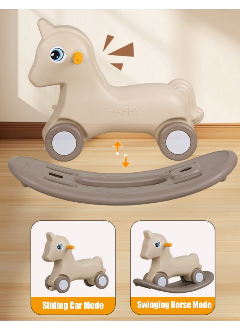 2 in 1 Rocking Horse Kid Balance Bike Toddler Ride On Toys with Detachable Balance Board Push Handle and 4 Smooth Wheels for Boys Girls，Easy to Swing and Assemble  - Image 3