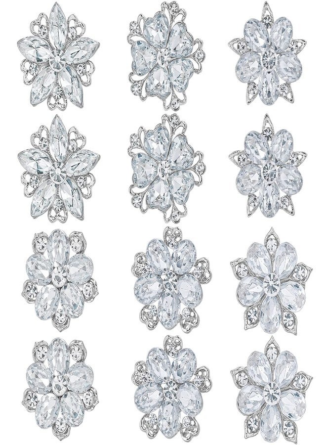 MEEDOZ Women's Lot 12pcs Crystal Rhinestone Marquise Teardrop Flower Brooch Pin Set For DIY Bridal Wedding Bouquet Kit (Gold) - Image 1