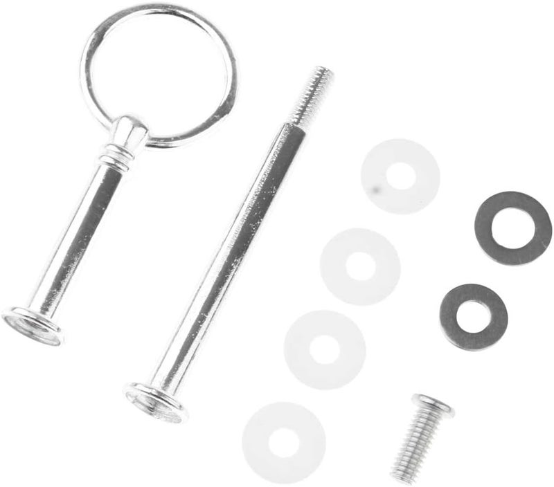 klarako 2 Tier Round Top Cake Stand Holder Fruit Plate Jewellery Display Rack Handle Fitting Hardware Rod Tool Kits  Silver, as described - Image 2