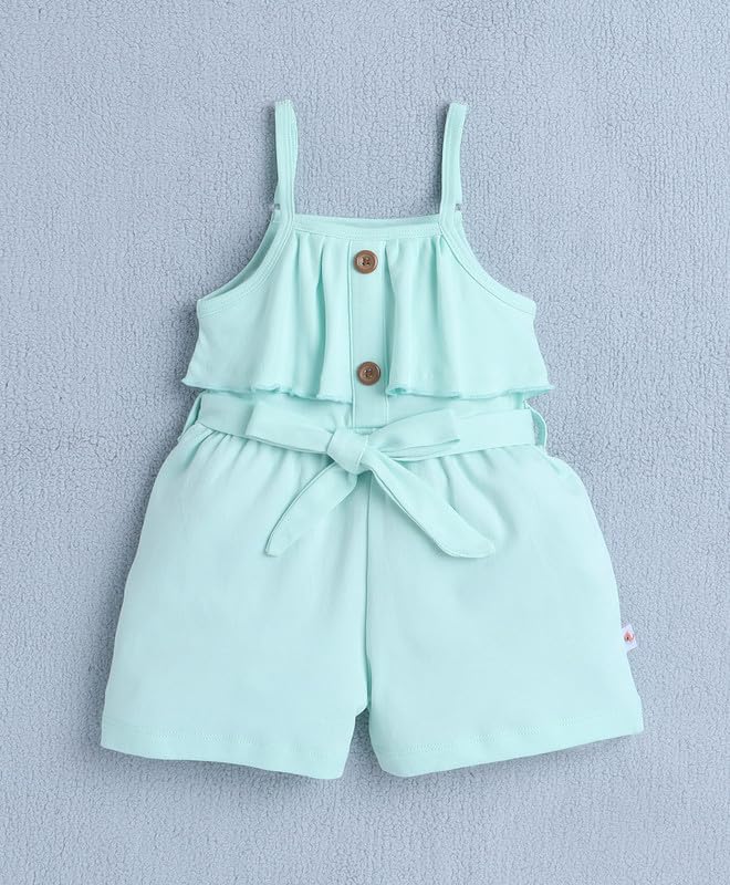 BUMZEE Baby Girls Cotton Sleeveless Above Knee Jumpsuit With Belt Mint Green - 18-24 Months (Peb10178E-mgn) - Image 4