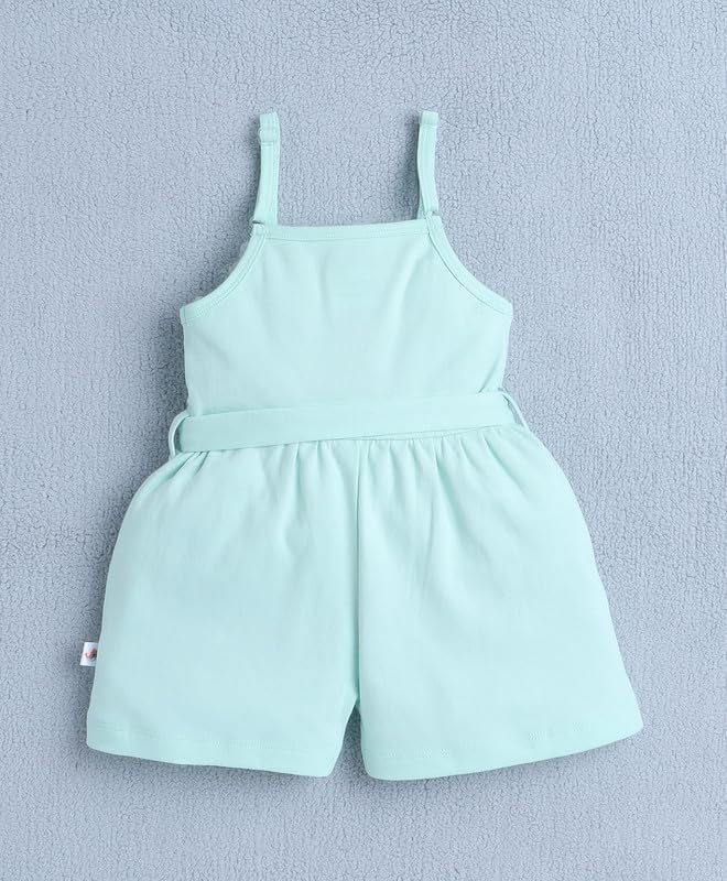 BUMZEE Baby Girls Cotton Sleeveless Above Knee Jumpsuit With Belt Mint Green - 18-24 Months (Peb10178E-mgn) - Image 2