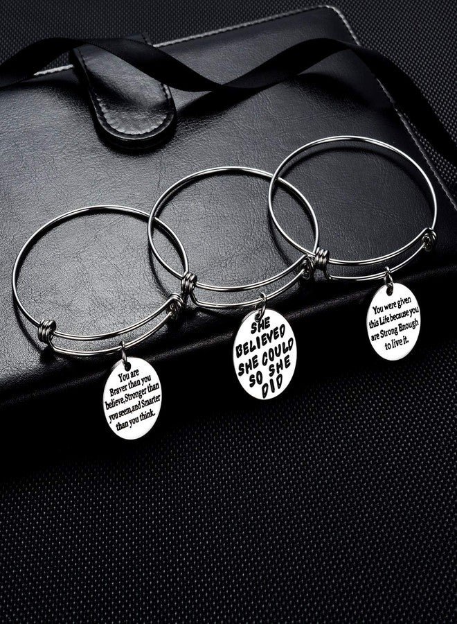 YEEQIN Pack of 3 Inspirational Bangle Bracelets, Inspirational Gifts, Inspirational Jewelry, Women Bangles, Strength Believe Confidence Gift (Pack of 3 Mixed Styles) - Image 3
