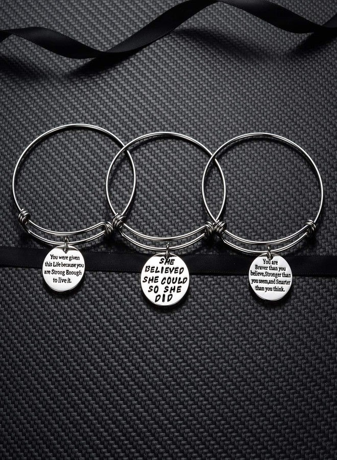 YEEQIN Pack of 3 Inspirational Bangle Bracelets, Inspirational Gifts, Inspirational Jewelry, Women Bangles, Strength Believe Confidence Gift (Pack of 3 Mixed Styles) - Image 5