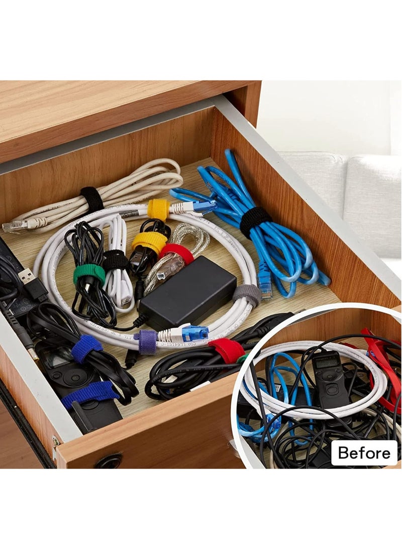 Fastening Cable Ties Reusable 5inch Adjustable Wire Ties Strap Cable Management Tidy 30pcs Cord Ties Cord Organizer Wire Tie (Grey-Black) - Image 5