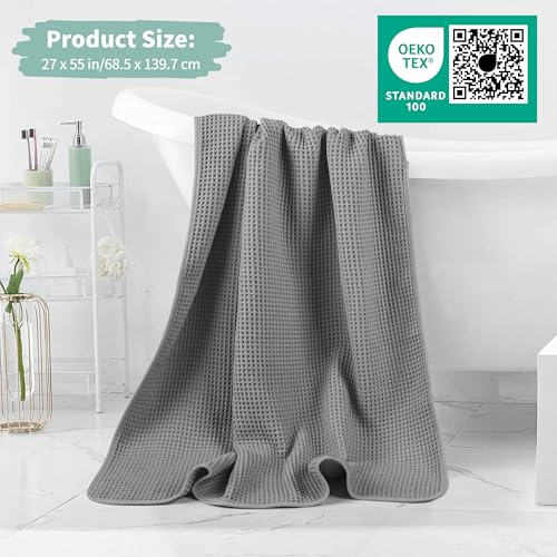 Microfiber Waffle Bath Towels, 4 Pieces, Soft, Absorbent, Fast Drying, Lint Free 430 GSM (Gray) - Image 5