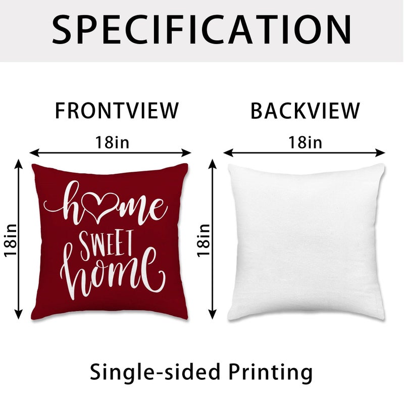 Hexagram Geometric Burgundy Pillow Covers 18x18 Set of 4, Decorative Outdoor Boho Modern Throw Pillow Covers, Home Sweet Home Farmhouse Cushion Case for Couch Sofa Bedroom Indoor Decor(No Insert) - Image 4