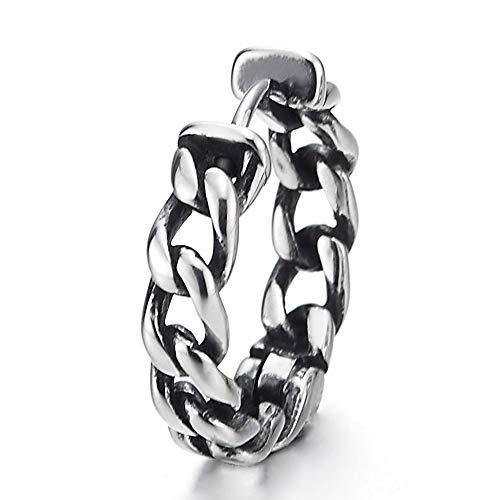COOLSTEELANDBEYOND Pair Stainless Steel Vintage Tribal Curb Chain Wreath Huggie Hinged Hoop Earrings Unisex Men Women - Image 2