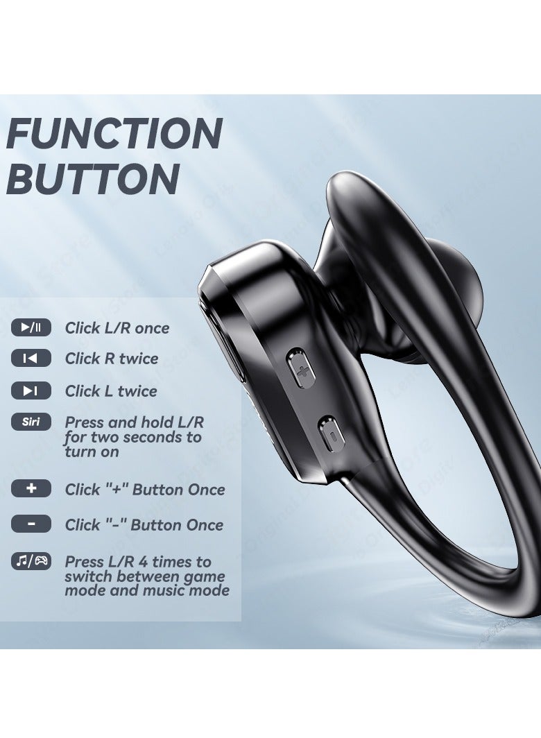 Lenevo سماعات بلوتوث XT80، سماعات لاسلكية مع تقليل الضوضاء، سماعات مريحة مقاومة للماء مع ميكروفون، سماعات أذن عالية الجودة وقابلة للنقل للاستماع إلى الموسيقى، (أسود) - Image 2