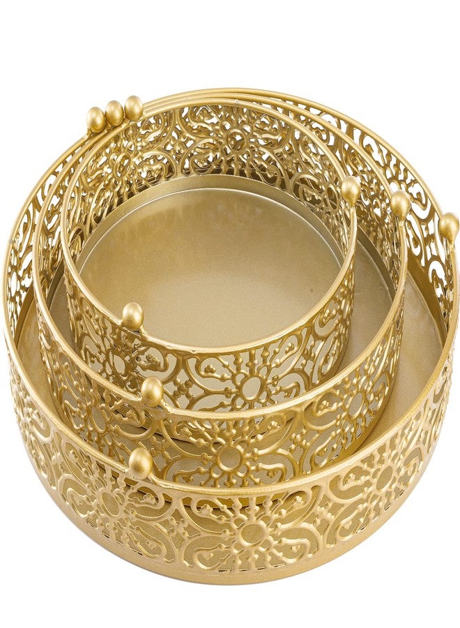 Hedume 3 Pack Cake Stand, Round Metal Cake Stands, 8" 10" 12" Dessert Display Cupcake Stands, Wedding Brithday Party Celebration Dessert Cake Display Plates-Gold - Image 3