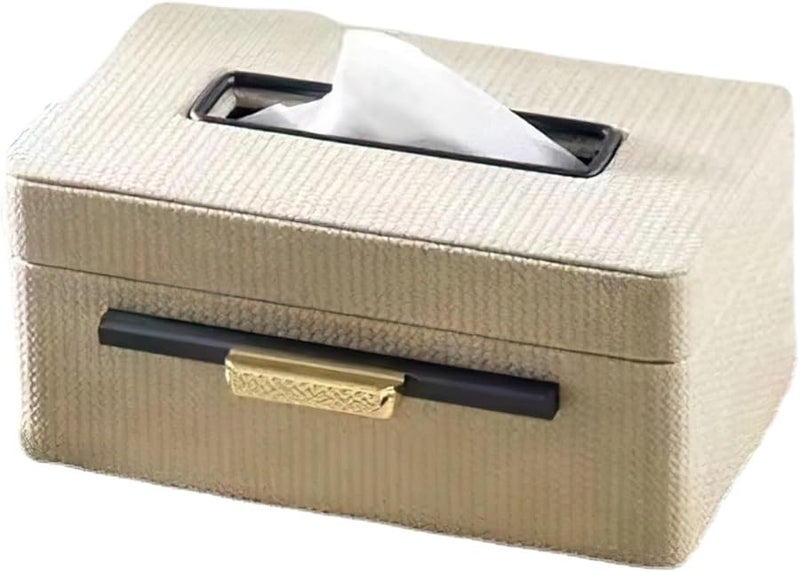 صندوق تخزين مناديل جلدية صينية مستطيلة لتزيين مكتب المنزل 1 قطعة - Image 1