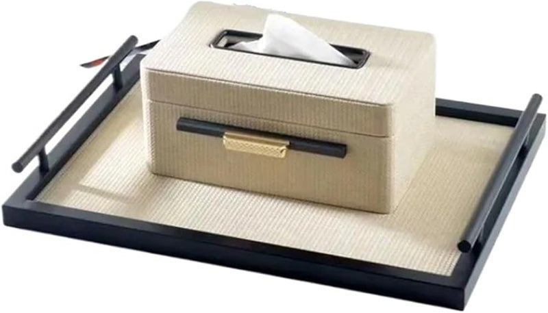 صندوق تخزين مناديل جلدية صينية مستطيلة لتزيين مكتب المنزل 1 قطعة - Image 3