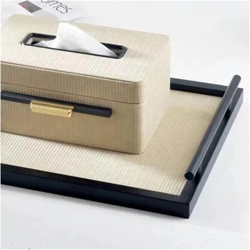 صندوق تخزين مناديل جلدية صينية مستطيلة لتزيين مكتب المنزل 1 قطعة - Image 4