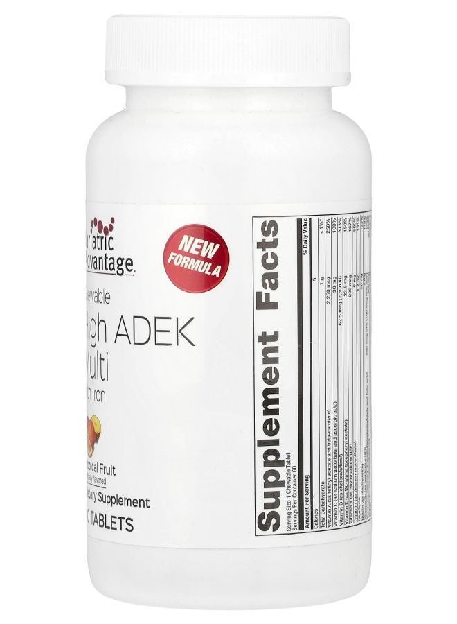 Bariatric Advantage Chewable High ADEK Multi with Iron Tropical Fruit 60 Tablets - Image 2