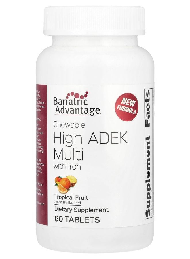 Bariatric Advantage Chewable High ADEK Multi with Iron Tropical Fruit 60 Tablets - Image 1