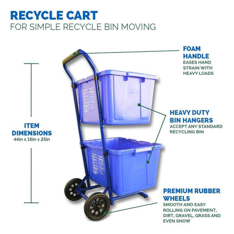 FIVESTAR Recycle Cart for Recycling Bins, 220 lbs Capacity, Steel, Blue - Image 2