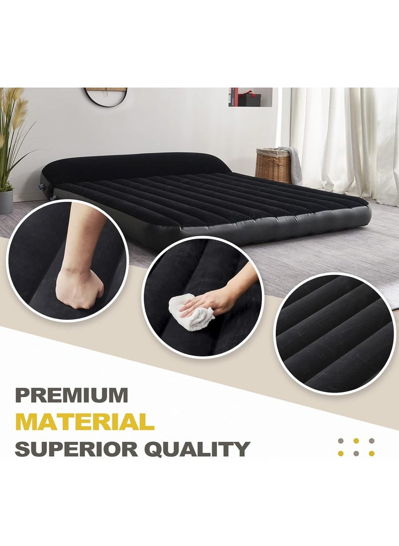 FULL JOY - Inflatable Air Mattress  with Flocking Surface and Pillow for Camping and Home.203cm*183cm*34cm(80"*72"*13") - Image 1