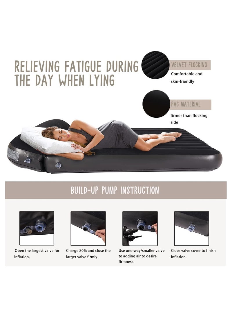 FULL JOY - Inflatable Air Mattress  with Flocking Surface and Pillow for Camping and Home.203cm*183cm*34cm(80"*72"*13") - Image 1