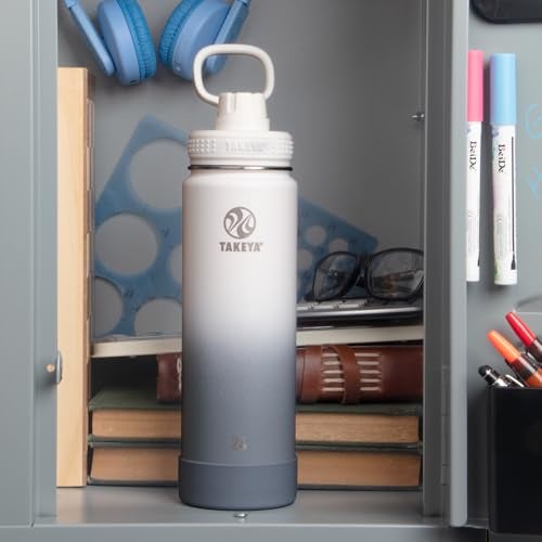 Takeya Actives Water Bottle with Spout Lid - Bottle with Double Stainless Steel Insulation - Dishwasher Safe & BPA-Free - Bottle with Spout Lid & Removable Bumper - 24 oz, Ombre Morning Mist - Image 5