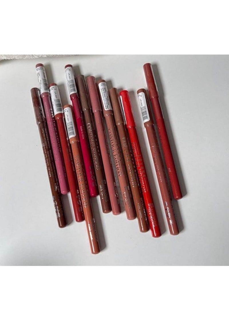Generic 12-piece lip liner set, multicolored 