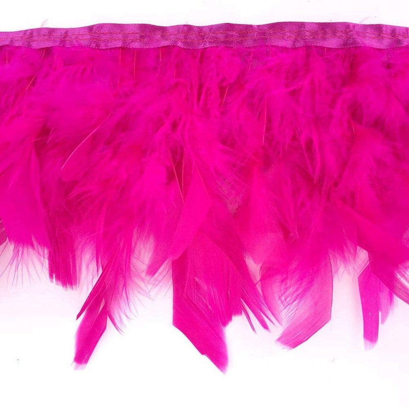 KOLIGHT Pack of 2 Yards Natural Dyed Turkey Flakes Feathers 46inch Fringe Trim DIY Dress Crafts Costumes Decoration Rose