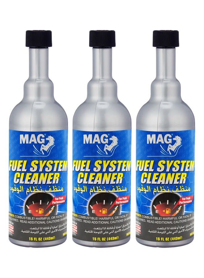 MAG 3PCS MAG Fuel System Cleaner 443ml Twin Pack, Petrol Engine Fuel Injector and Fuel Line Cleaning Liquid for Car, SUV, Pickup and Motorcycle, Engine Performance Cleaner for Fuel Tank, Injector and Combustion System Maintenance. - Image 1