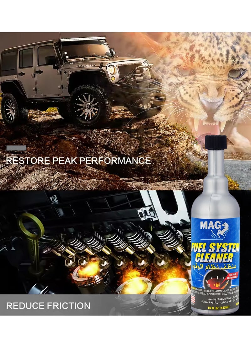 MAG 3PCS MAG Fuel System Cleaner 443ml Twin Pack, Petrol Engine Fuel Injector and Fuel Line Cleaning Liquid for Car, SUV, Pickup and Motorcycle, Engine Performance Cleaner for Fuel Tank, Injector and Combustion System Maintenance. - Image 3