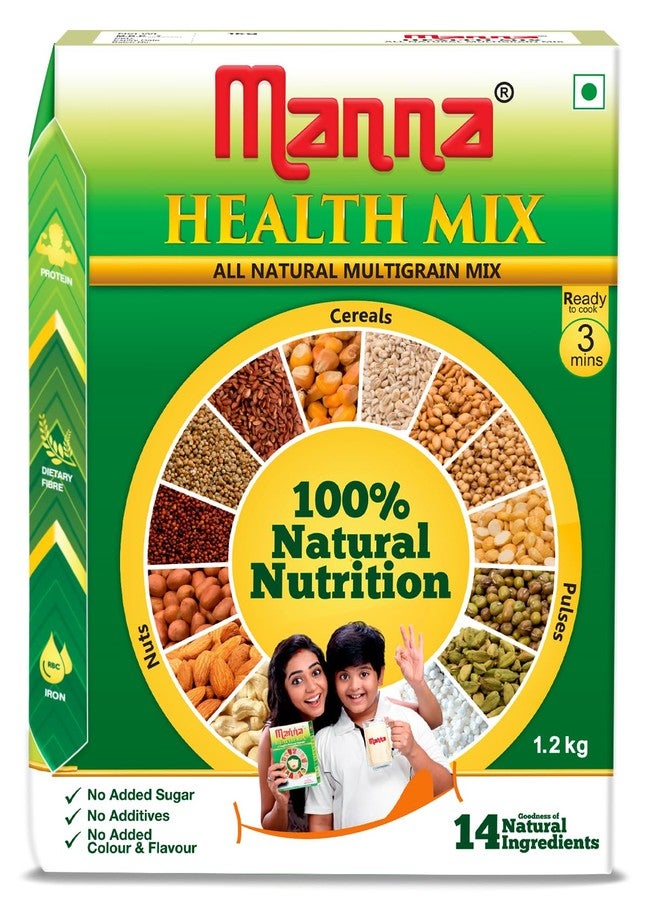 Manna Health Mix | 100% Natural Drink for Kids | 14 Natural Ingredients | Millets | Sathu Maavu | Porridge Mix | No Sugars & No Additives 907g / 2lb - Image 1