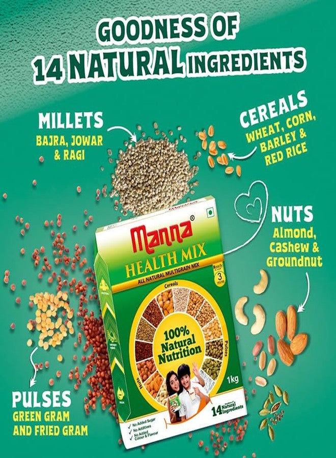 Manna Health Mix | 100% Natural Drink for Kids | 14 Natural Ingredients | Millets | Sathu Maavu | Porridge Mix | No Sugars & No Additives 907g / 2lb - Image 4