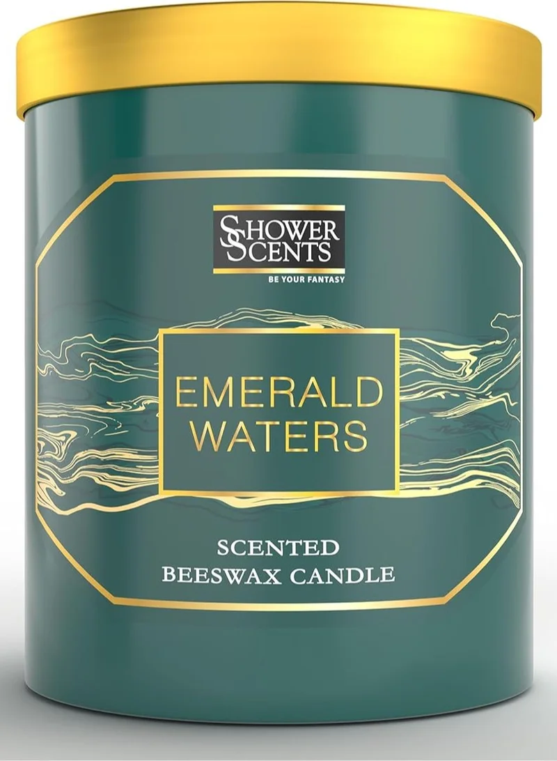 Shower Scents Shower Scents Emerald Waters Beeswax 3 - Wick Scented Candle 410g