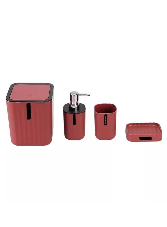 طقم اكسسوارات للحمام من 4 قطع-أحمر - Image 1