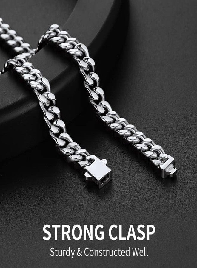 ChainsHouse Stainless Steel Mens Cuban Link Chain, Miami Cuban Chain Necklace for Men, 7mm Wide Hip Hop Mens Jewelry, 24" - Image 3