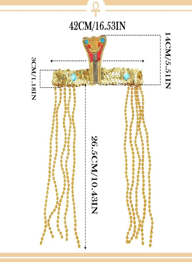 CAKURE Egyptian Headpiece Gold Cleopatra Headband Cleopatra Costume Hair Accessories for Women - Image 2