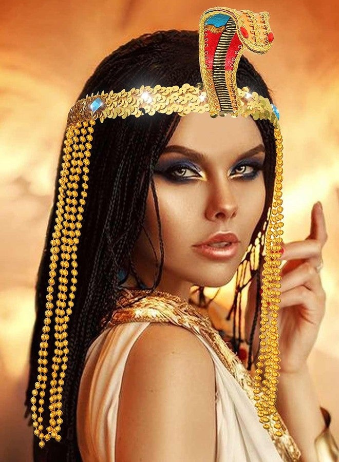 CAKURE Egyptian Headpiece Gold Cleopatra Headband Cleopatra Costume Hair Accessories for Women - Image 5