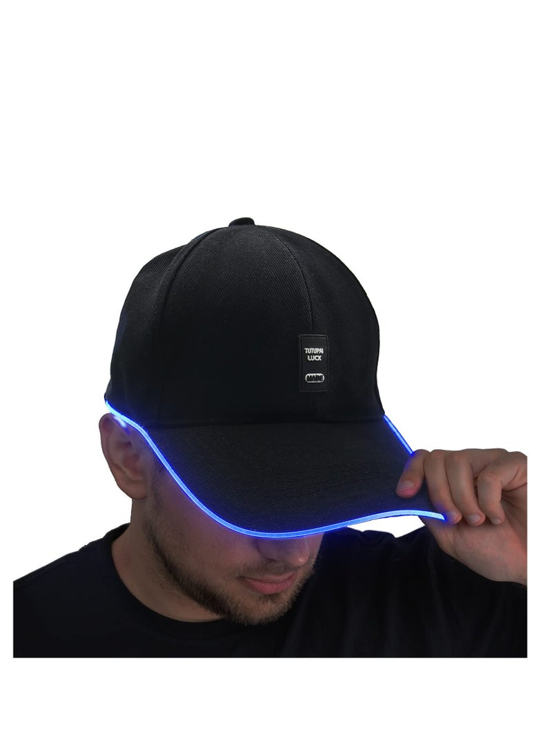 SYOSI - Led Hat Light Up Baseball Cap with 11 Flashing Modes Glow Rave Party Hat for Festival Hip-hop Club (Black) - Image 1