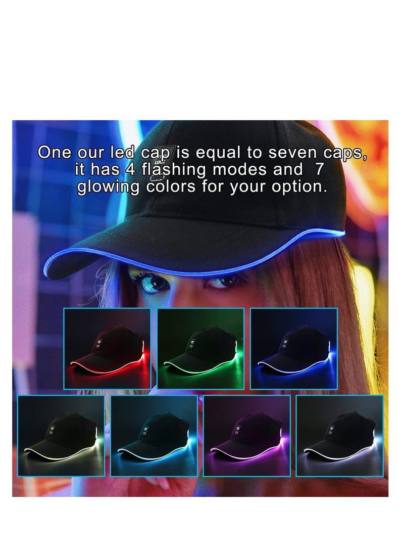 SYOSI - Led Hat Light Up Baseball Cap with 11 Flashing Modes Glow Rave Party Hat for Festival Hip-hop Club (Black) - Image 1