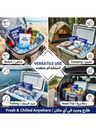 Food Ice Packs for Coolers, 24H Cooling Leakproof | Frozen Food Shipping & Lunch Boxes Reusable Cold Packs | Slim Long-Lasting Gel Freezer Packs Coolers Accessories for Beach, Travel, Camping - view 3