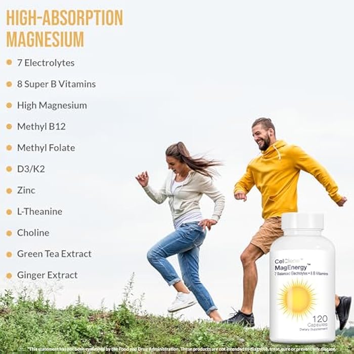 CELCLENE MagEnergy 7 Electrolytes, 8 Super B Vitamins, High Magnesium, High Methyl B12, Methyl Folate, D3/K2, Biotin, Zinc for Hydration, L-Theanine, Choline, Green Tea, Ginger Extracts - Image 2