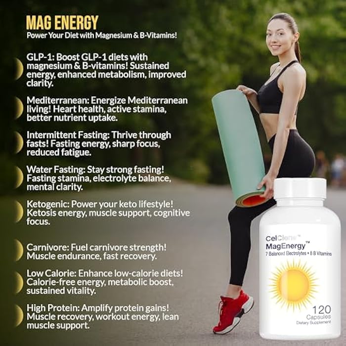CELCLENE MagEnergy 7 Electrolytes, 8 Super B Vitamins, High Magnesium, High Methyl B12, Methyl Folate, D3/K2, Biotin, Zinc for Hydration, L-Theanine, Choline, Green Tea, Ginger Extracts - Image 3