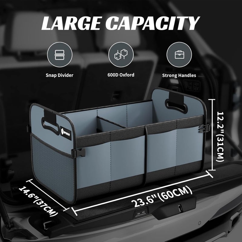 Sposuit 70L Collapsible Trunk Organizer with 11 Pockets - Grey - Image 2